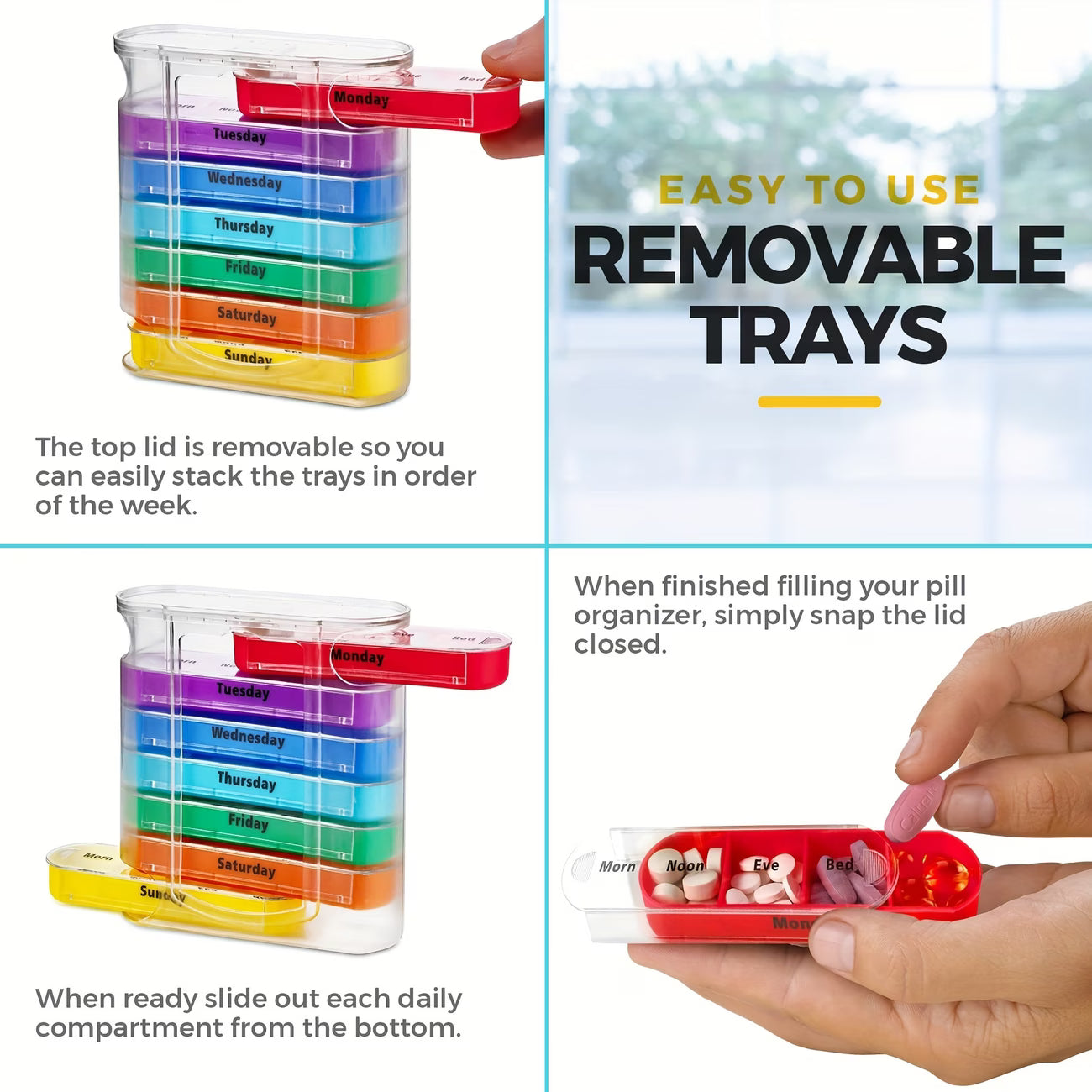 Weekly Pill Organizer – Extra Large Stackable Daily Medication Case